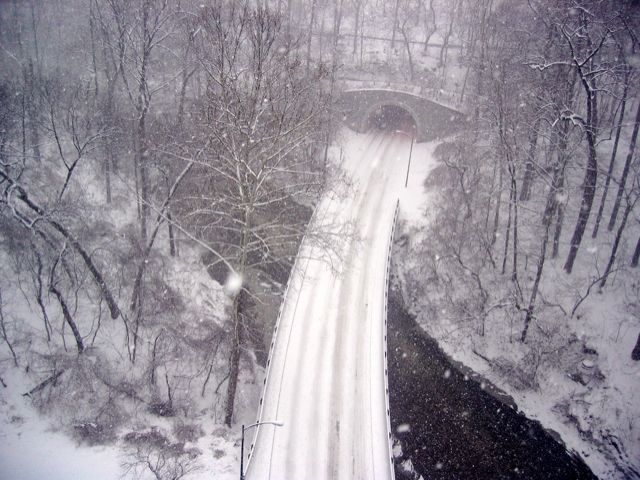 The Rock Creek Parkway tunnel in a blanket of snow.