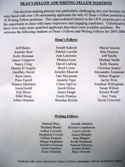 The list of GW students named as Dean's Fellows for 2005-06.