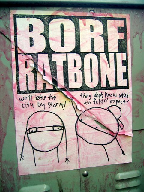 One of the many BORF posters scattered around the city.