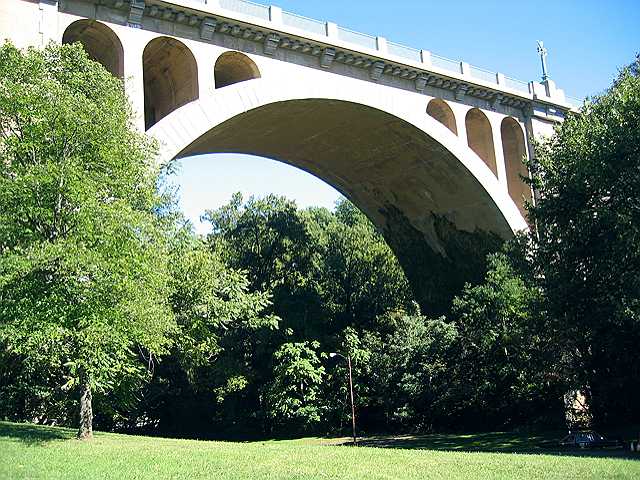 Connecticut Avenue Bridge as seen from below in Rock Creek Park.