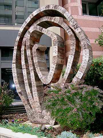 Wooden sculpture outside the Uruguayan Embassy on J St. NW.