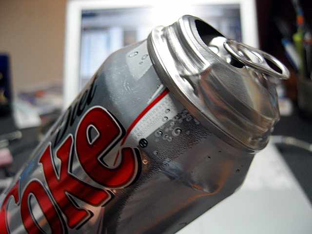 A soda can that got a little too close to the freezer.