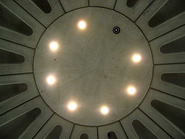 Ceiling of one of the exits at the Friendship Heights metro station.