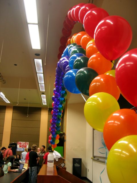 This beautiful ballon rainbow framed the GW EJF Auction last night.