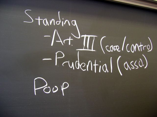 Fundamental concepts of Constitutional law written on a chalkboard at GW during finals week.