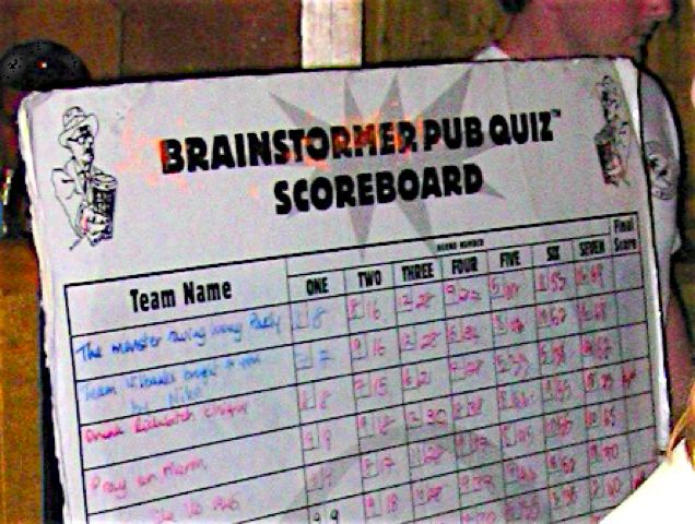 The top of the scoreboard at the Fado pub quiz last night.