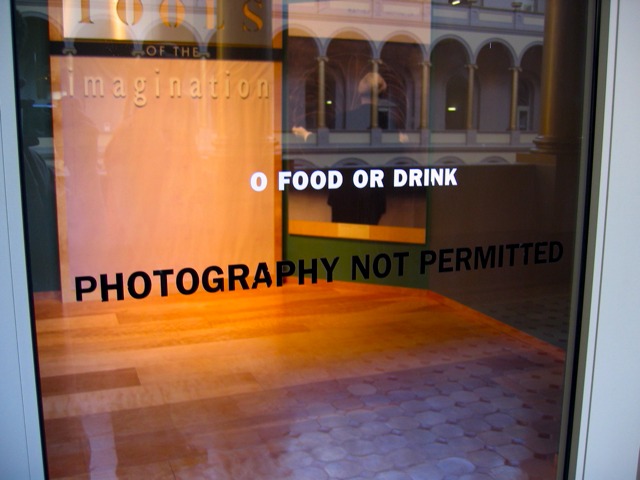 The notice on the door to an exhibit in the National Building  Museum.