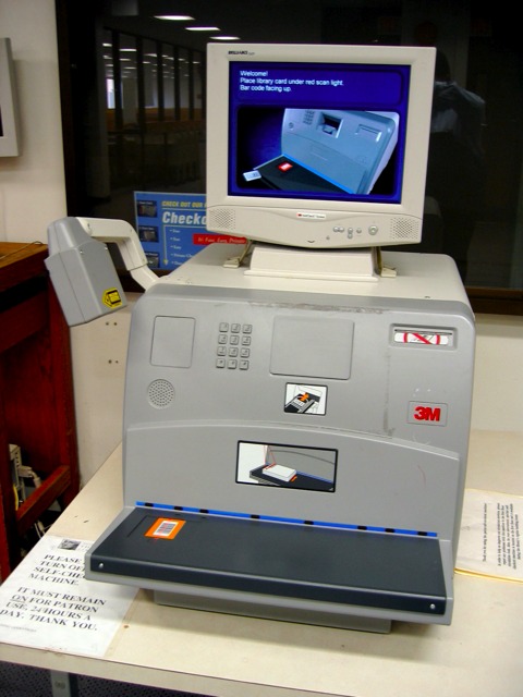 A self-checkout machine at GW's Gelman Library.