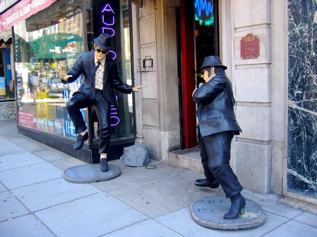 The Blues Brothers jam in front of some kind of crazy store on Connecticut Ave. near the intersection with 18th Street.