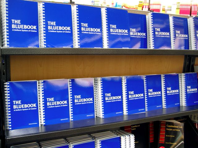 Stacks of the latest edition of the Blue Book crowd the shelves at GW bookstore.