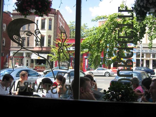 Looking out the windows of La Fourchette onto 18th St.