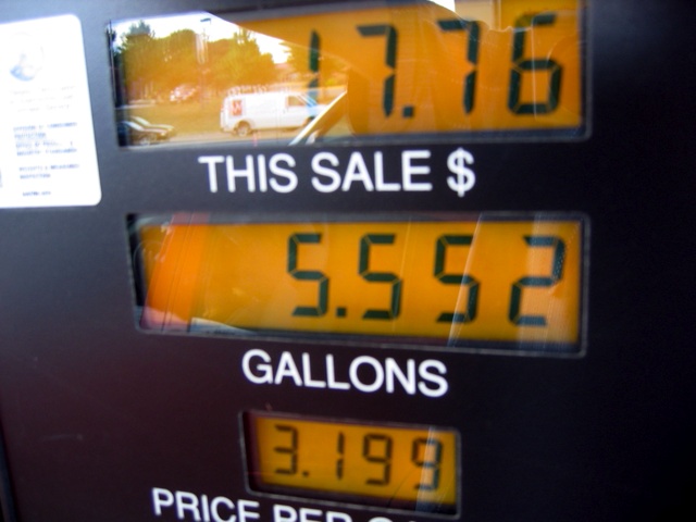 The gas pump a couple of weeks ago when I last filled up the car.