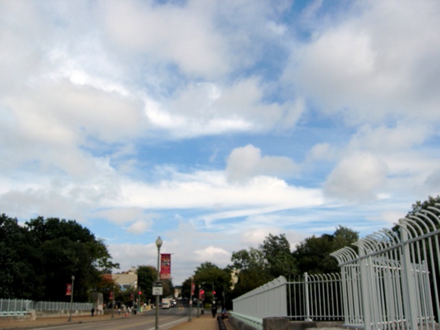 Clouds moving over the Duke Ellington Bridge on Calvert St. NW.