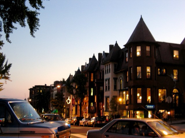 A semi-silhouette of the row of roofs near 18th St. and Florida Ave. NW.