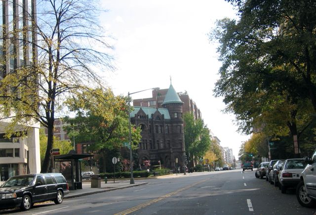 Looking south down 20th St. NW from near P St.