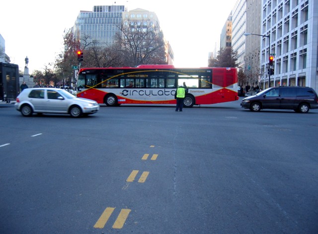 A traffic cop at Connecticut and K St.