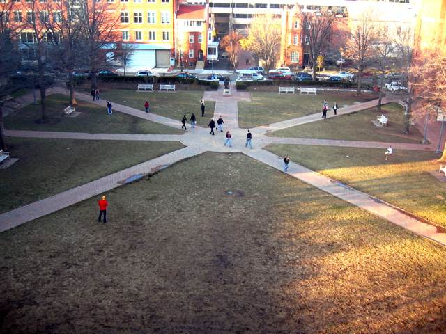 The quad at GW near dusk.