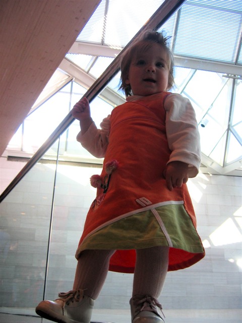 Young G, our friends' daughter, strikes a pose at the National Gallery.