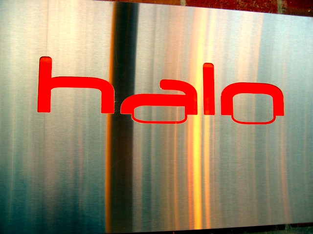 The sign for halo, a  bar or restaurant or club-like thing on P St. NW