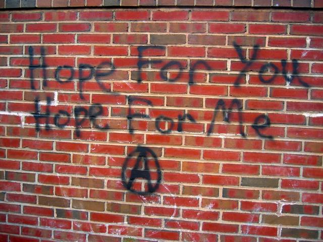 A message on a brick wall