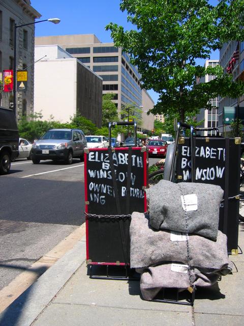 Trunks and other things on the sidewalk near the corner of 21st & K St. NW.