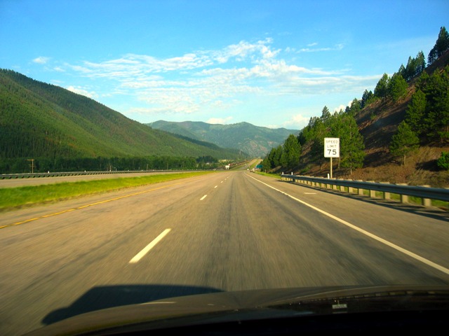 I-90 coming down out of the mountains just west of Missoula.