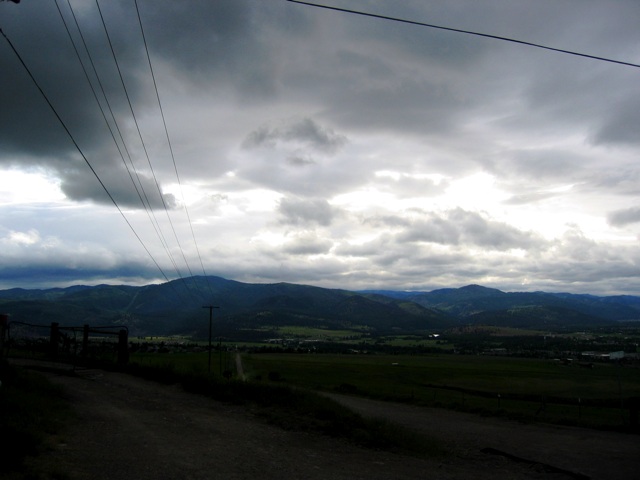 Looking down over Missoula, Montana, late on a summer day. 