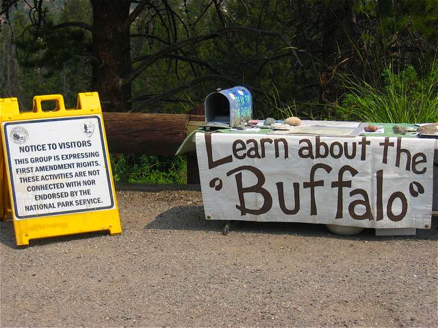 An informational table at the Tower Falls visitor center.