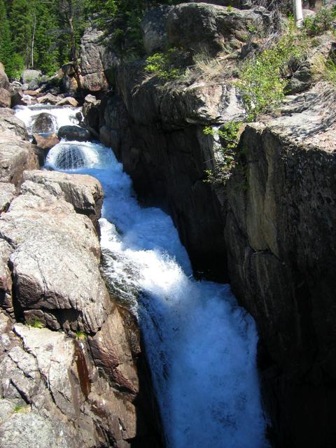 A waterfall near the bottom of the south side of Beartooth Pass.