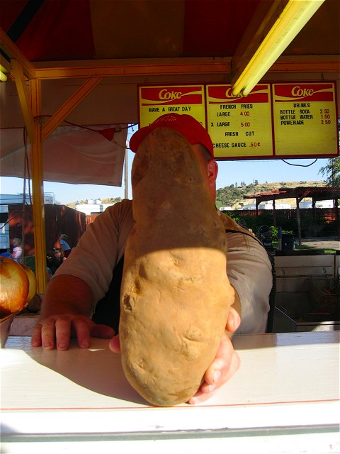 A giant potato at one of  the carnival food stands.